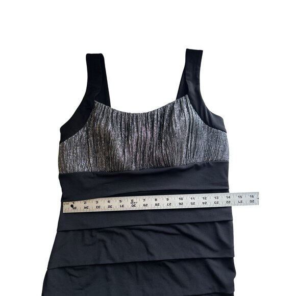 Enfocus Studio Y2K Elegant Black & Silver Metallic Sleeveless Bandage Dress Sz 8 - Picture 5 of 6